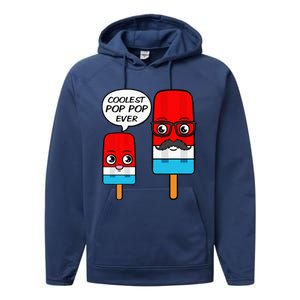 Coolest Pop Pop Ever Grandfather Popsicle Ice Cream Performance Fleece Hoodie