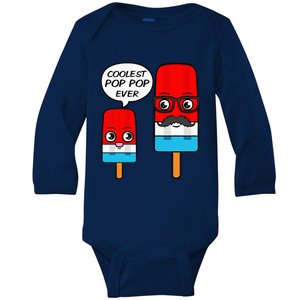 Coolest Pop Pop Ever Grandfather Popsicle Ice Cream Baby Long Sleeve Bodysuit