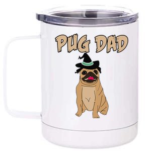 Cute Pet Pug Dog Animal Dad Father Halloween Grave 12 oz Stainless Steel Tumbler Cup