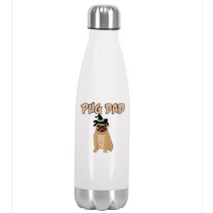 Cute Pet Pug Dog Animal Dad Father Halloween Grave Stainless Steel Insulated Water Bottle