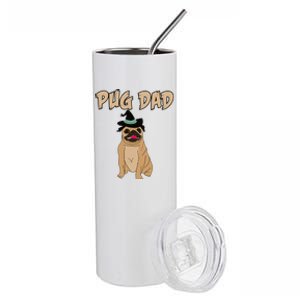 Cute Pet Pug Dog Animal Dad Father Halloween Grave Stainless Steel Tumbler