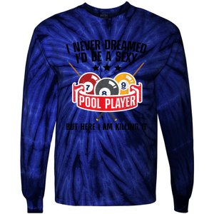 Cool Pool Player Design For Men Women Pool Billiards Player Tie-Dye Long Sleeve Shirt