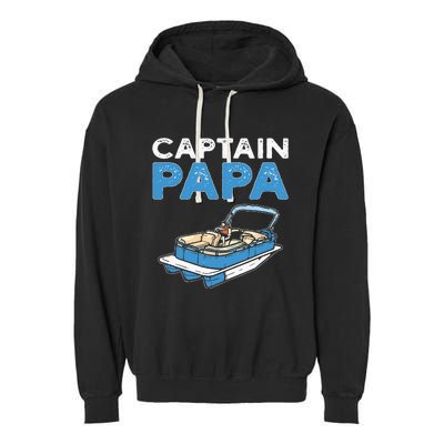 Captain Papa. Pontoon Boat Captain Garment-Dyed Fleece Hoodie