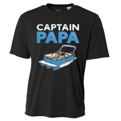 Captain Papa. Pontoon Boat Captain Cooling Performance Crew T-Shirt