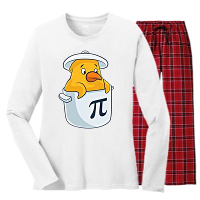 Chicken Pot Pie National Pi Day Pun Math Numbers March 14 Gift Women's Long Sleeve Flannel Pajama Set 