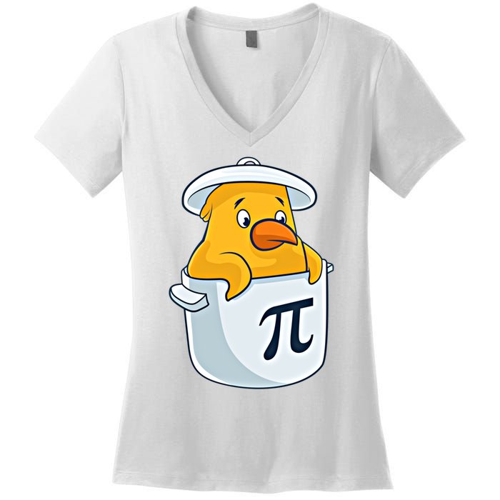 Chicken Pot Pie National Pi Day Pun Math Numbers March 14 Gift Women's V-Neck T-Shirt