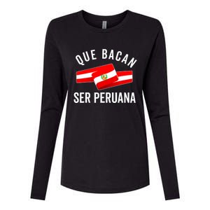 Camiseta Peruana Peruvian Flag Pride Peru Mujer Slang Women Womens Cotton Relaxed Long Sleeve T-Shirt