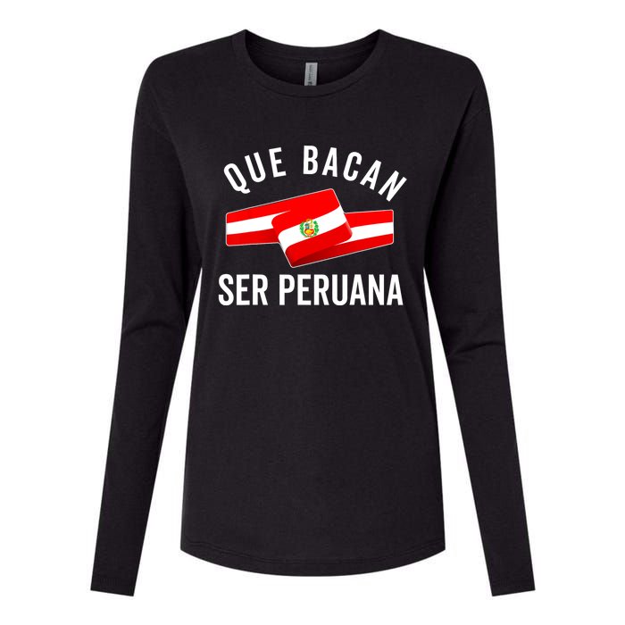 Camiseta Peruana Peruvian Flag Pride Peru Mujer Slang Women Womens Cotton Relaxed Long Sleeve T-Shirt