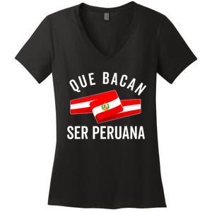 Camiseta Peruana Peruvian Flag Pride Peru Mujer Slang Women Women's V-Neck T-Shirt