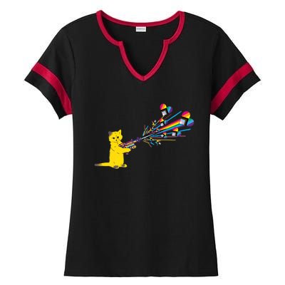 Cat Pew Pew Pride Ladies Halftime Notch Neck Tee