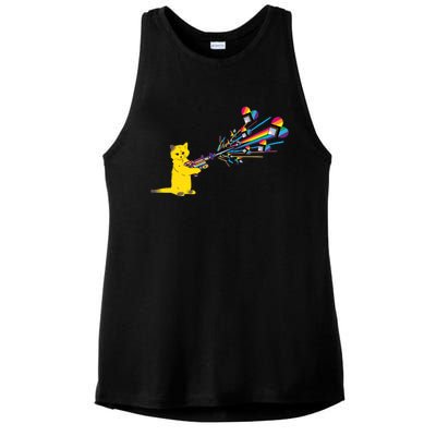 Cat Pew Pew Pride Ladies PosiCharge Tri-Blend Wicking Tank