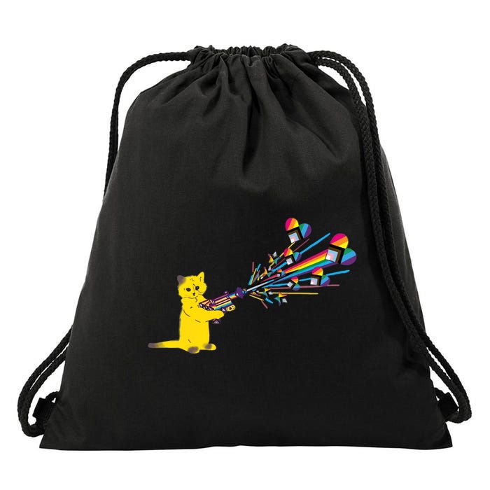 Cat Pew Pew Pride Drawstring Bag