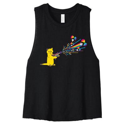 Cat Pew Pew Pride Women's Racerback Cropped Tank