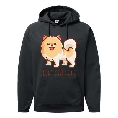 Cute Pomeranian Pom I don't give a fluff funny Performance Fleece Hoodie