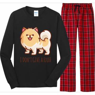 Cute Pomeranian Pom I don't give a fluff funny Long Sleeve Pajama Set