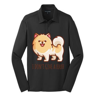 Cute Pomeranian Pom I don't give a fluff funny Silk Touch Performance Long Sleeve Polo