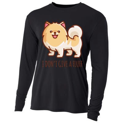 Cute Pomeranian Pom I don't give a fluff funny Cooling Performance Long Sleeve Crew