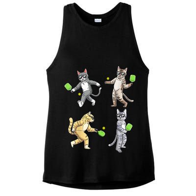 Cats Playing Pickleball Ladies PosiCharge Tri-Blend Wicking Tank