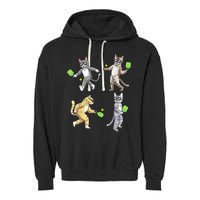 Cats Playing Pickleball Garment-Dyed Fleece Hoodie