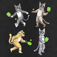 Cats Playing Pickleball Garment-Dyed Fleece Hoodie