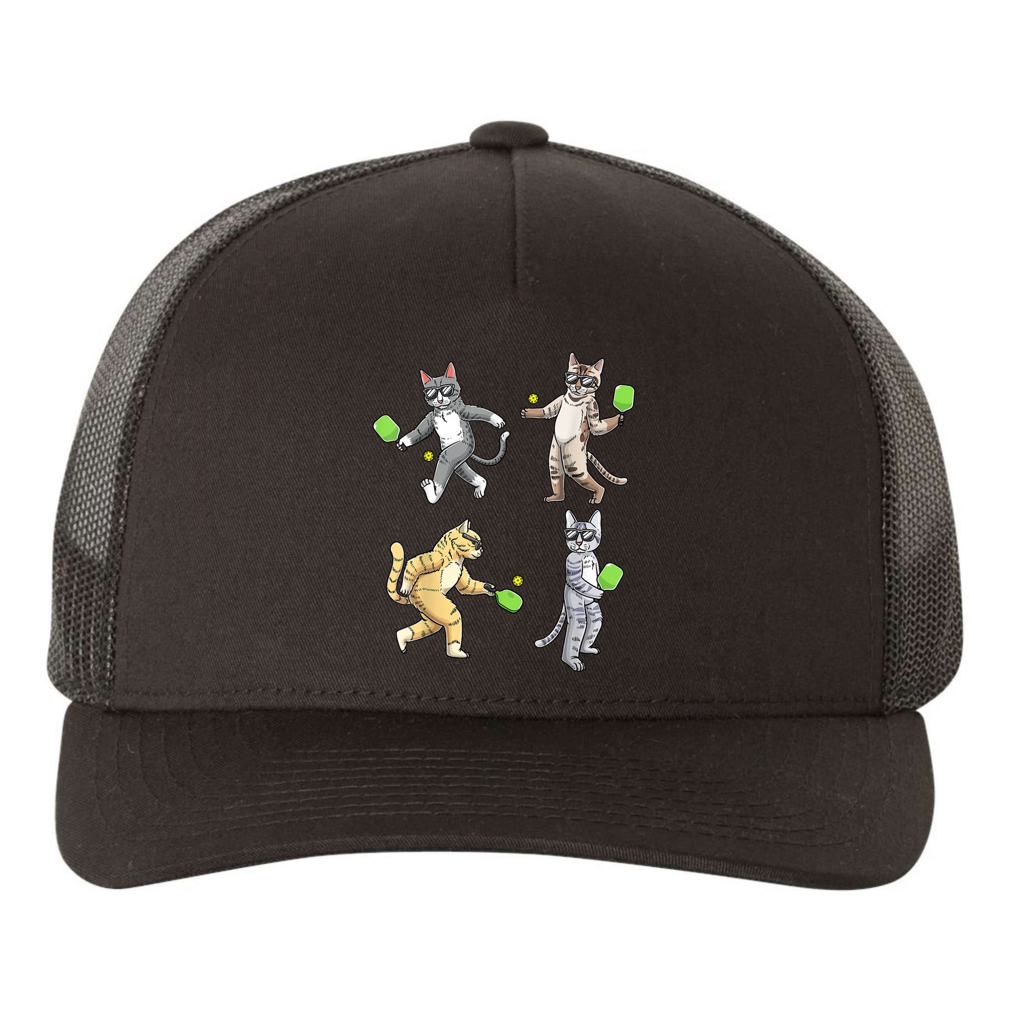 Cats Playing Pickleball Yupoong Adult 5-Panel Trucker Hat