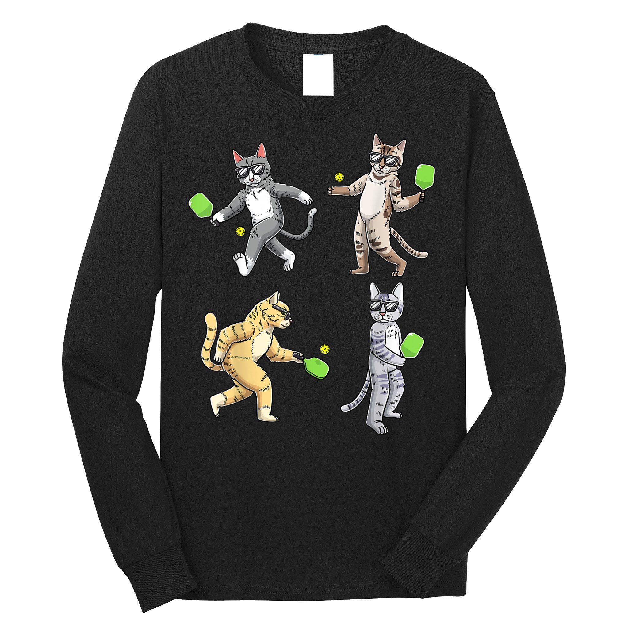 Cats Playing Pickleball Long Sleeve Shirt