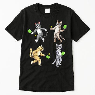 Cats Playing Pickleball Tall T-Shirt