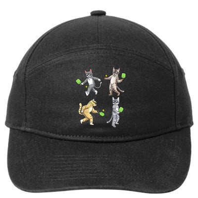 Cats Playing Pickleball 7-Panel Snapback Hat