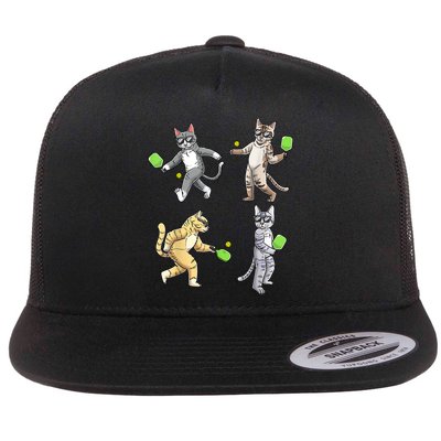 Cats Playing Pickleball Flatbill Hat