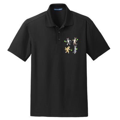 Cats Playing Pickleball Dry Zone Grid Polo