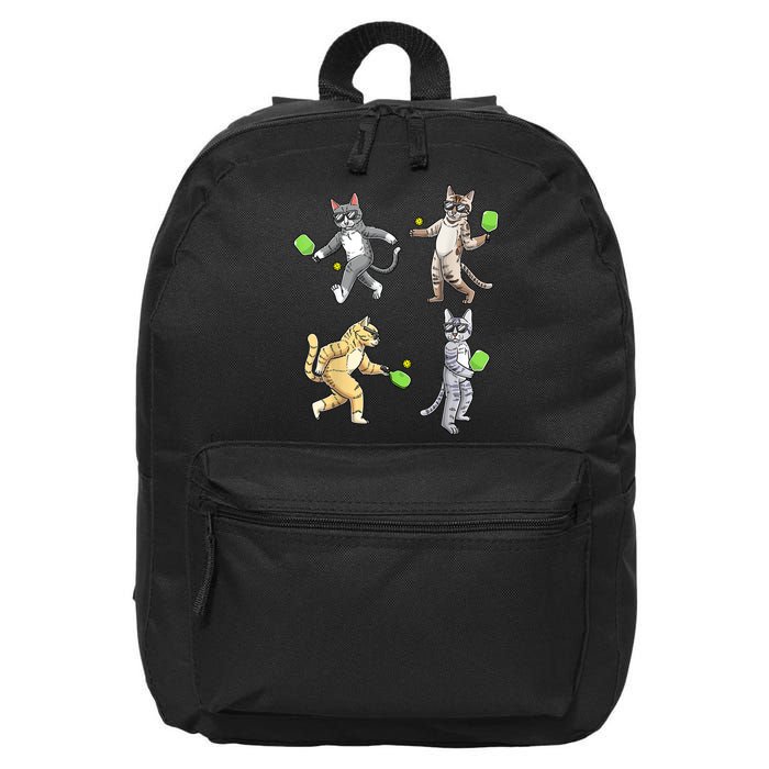 Cats Playing Pickleball 16 in Basic Backpack