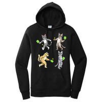 Cats Playing Pickleball Women's Pullover Hoodie