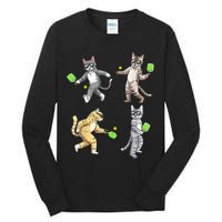 Cats Playing Pickleball Tall Long Sleeve T-Shirt