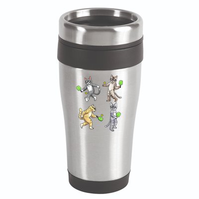 Cats Playing Pickleball 16oz Travel Tumbler
