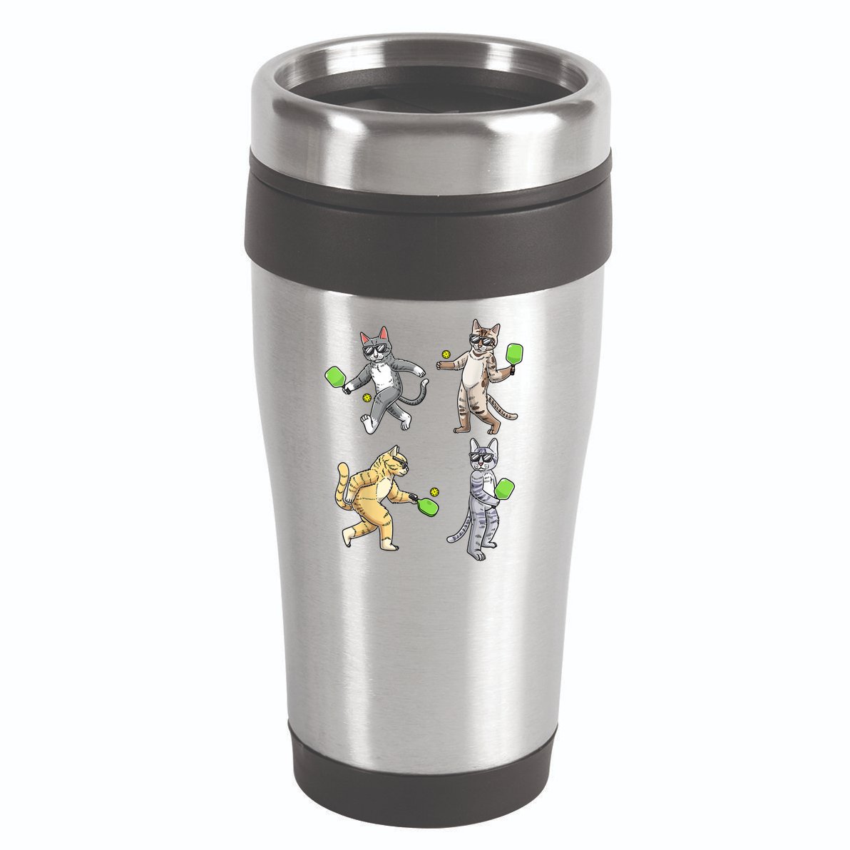 Cats Playing Pickleball 16oz Travel Tumbler