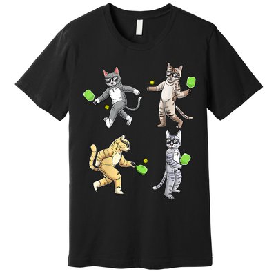 Cats Playing Pickleball Premium T-Shirt