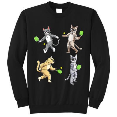 Cats Playing Pickleball Tall Sweatshirt