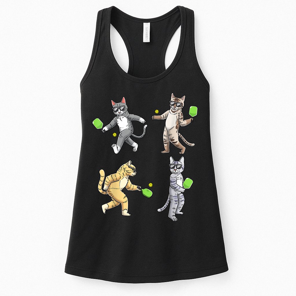 Cats Playing Pickleball Womens Tank Top