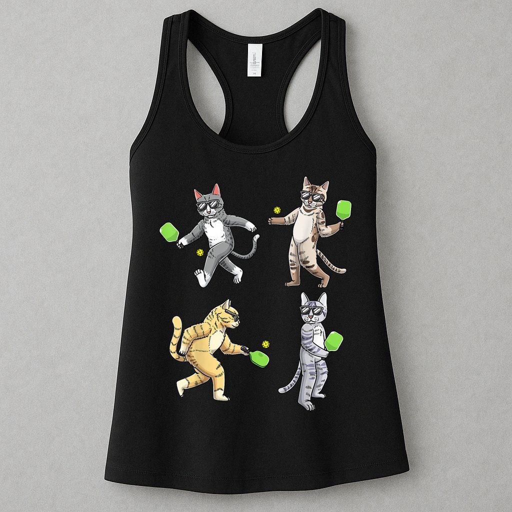 Cats Playing Pickleball Womens Tank Top