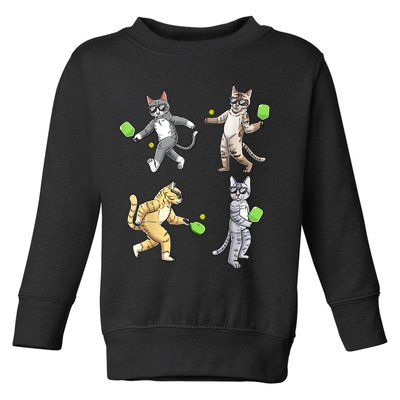Cats Playing Pickleball Toddler Sweatshirt