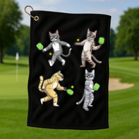Cats Playing Pickleball Golf Towel