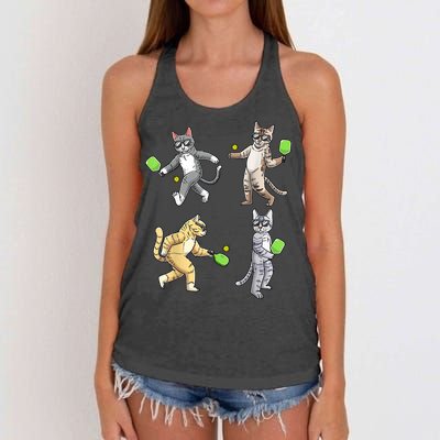 Cats Playing Pickleball Women's Knotted Racerback Tank