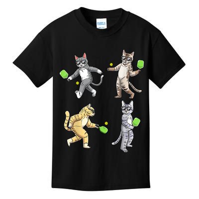 Cats Playing Pickleball Kids T-Shirt