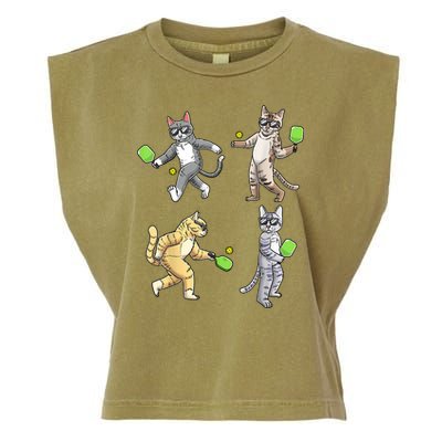 Cats Playing Pickleball Garment-Dyed Women's Muscle Tee