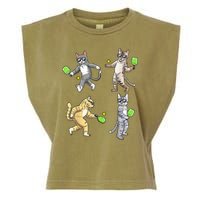Cats Playing Pickleball Garment-Dyed Women's Muscle Tee