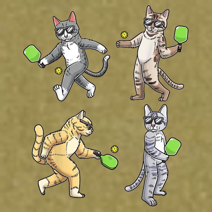 Cats Playing Pickleball Garment-Dyed Women's Muscle Tee