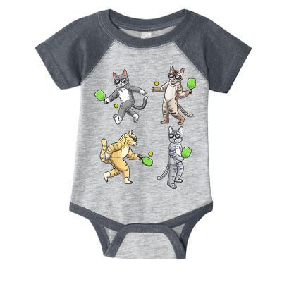 Cats Playing Pickleball Infant Baby Jersey Bodysuit