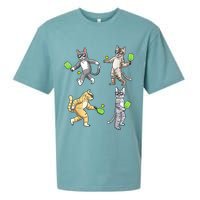 Cats Playing Pickleball Sueded Cloud Jersey T-Shirt