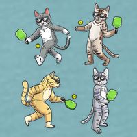 Cats Playing Pickleball Sueded Cloud Jersey T-Shirt