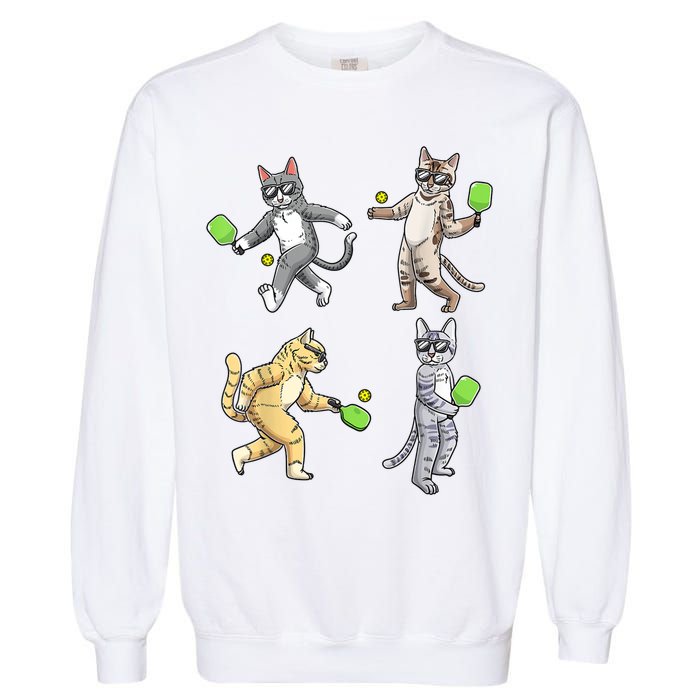 Cats Playing Pickleball Garment-Dyed Sweatshirt
